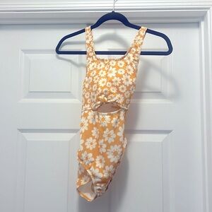 Girls yellow Daisy one-piece bathing suit